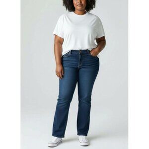 Apt 9 Baby Bootcut Jeans Womens Size 14 Dark Wash With Studded Back Pockets